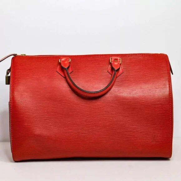 Louis Vuitton Epi Speedy 35 Red Satchel Handbag with Lock + Original Storage Bag - Picture 1 of 13